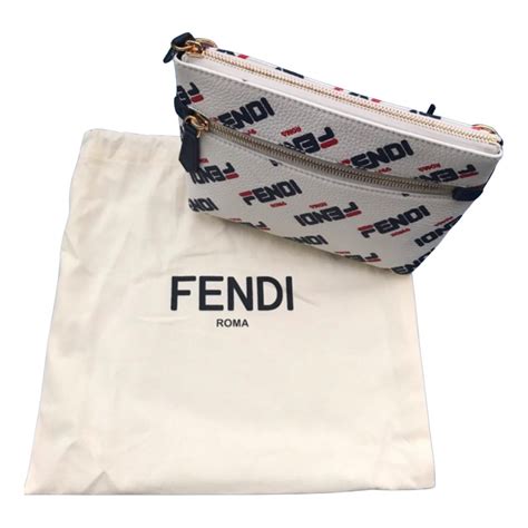 fendi x fila white leather clutch|fila x fendi clothing.